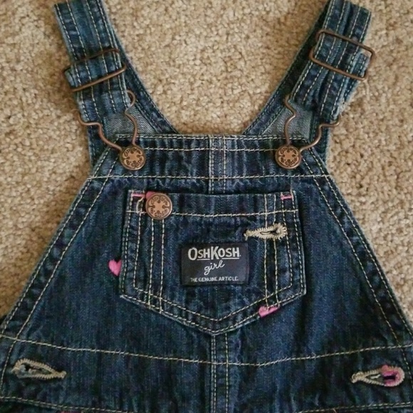 Jean Overalls with pink hearts - Picture 2 of 4